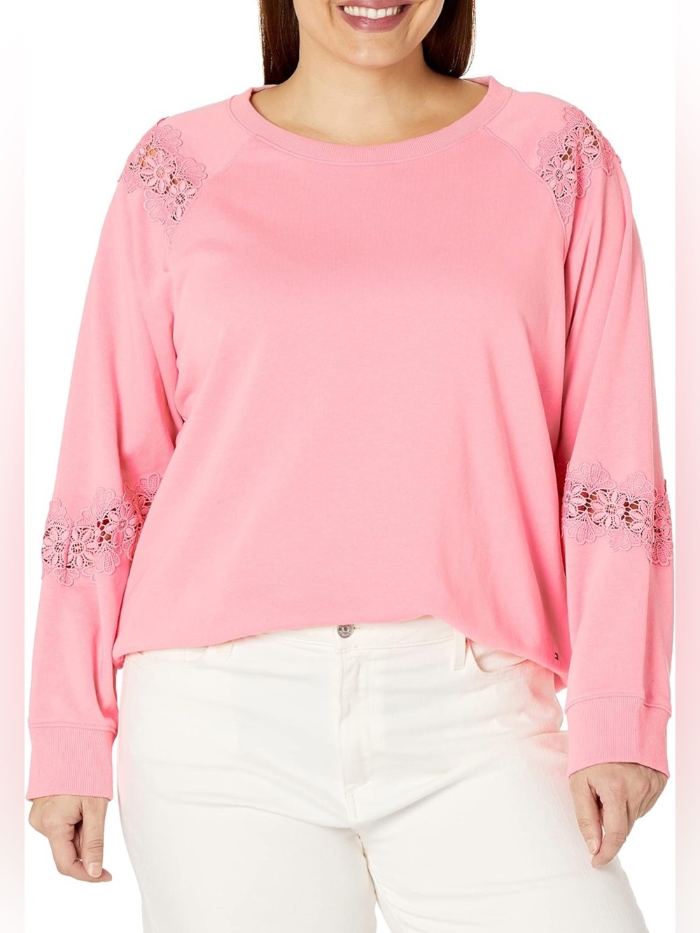 ๐ Tommy Hilfiger Pink Lace Detail Sweatshirt Size 2X